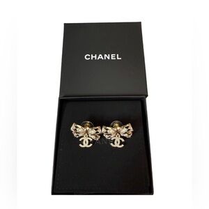 Chanel 2024 CC Bow Piercing Earrings